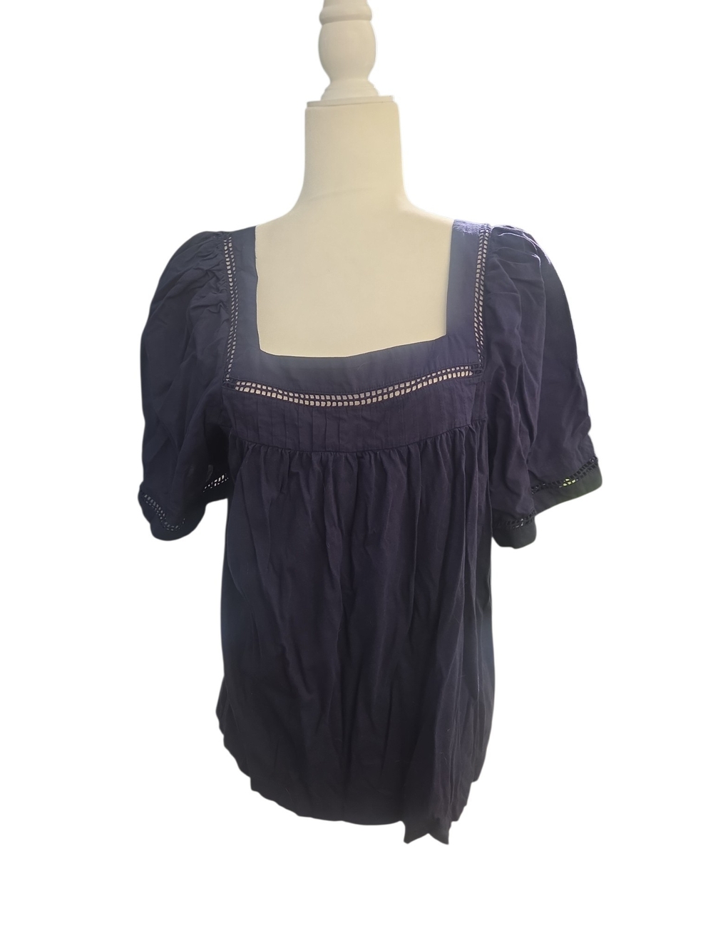 Joie Deep Navy Square-Neck Puff Sleeve Tunic